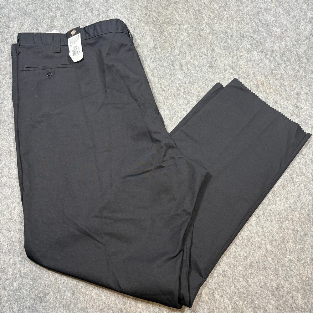 Dickies Industrial Pants Men's Size Straight Leg Flat Front Workwear Zigzag Hem